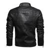 Men's Solid Color Stand Collar PU Leather Top Retro Casual Motorcycle Jacket