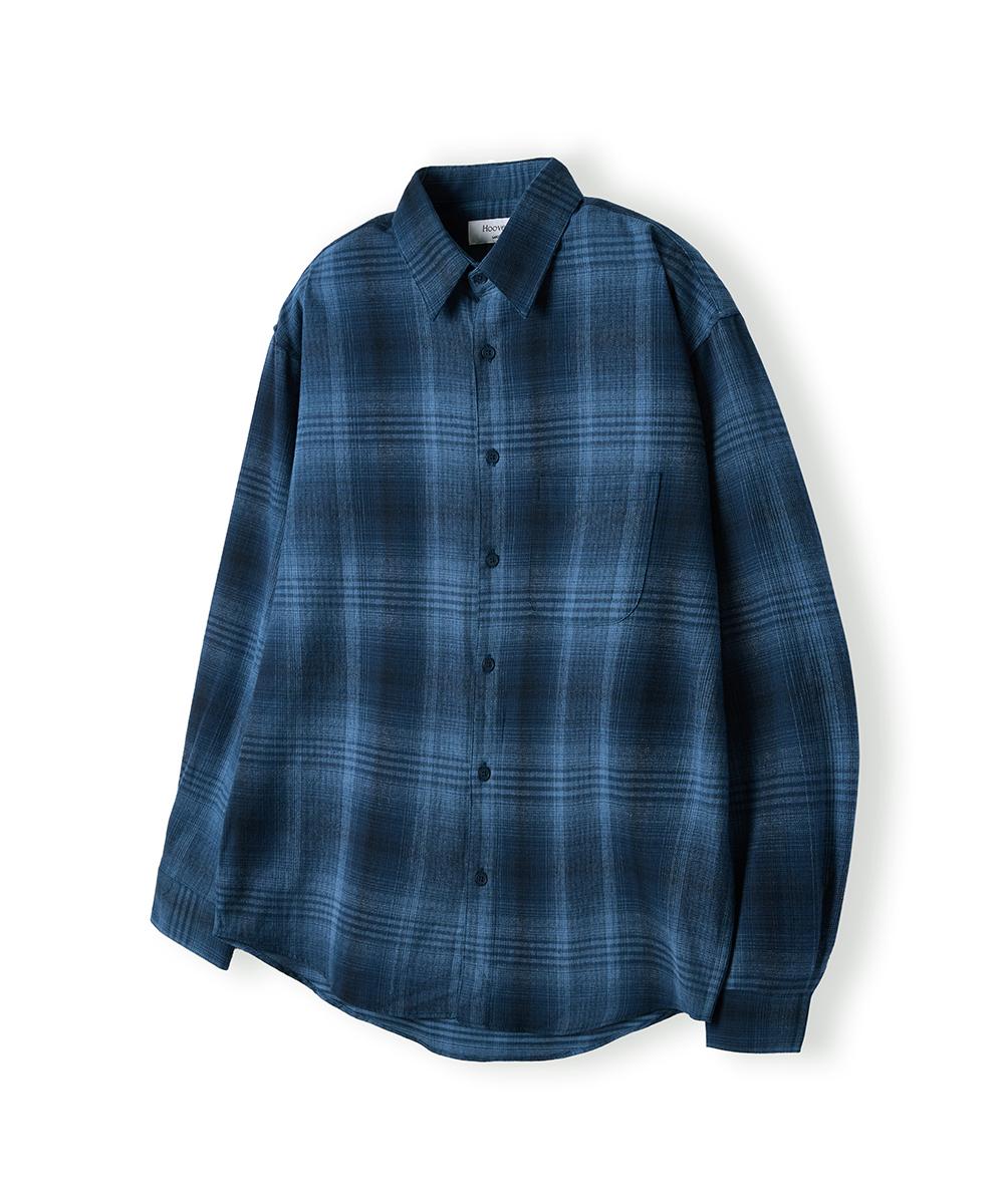 Whoops Fuzzy Ombre Check Shirt [Blue] M