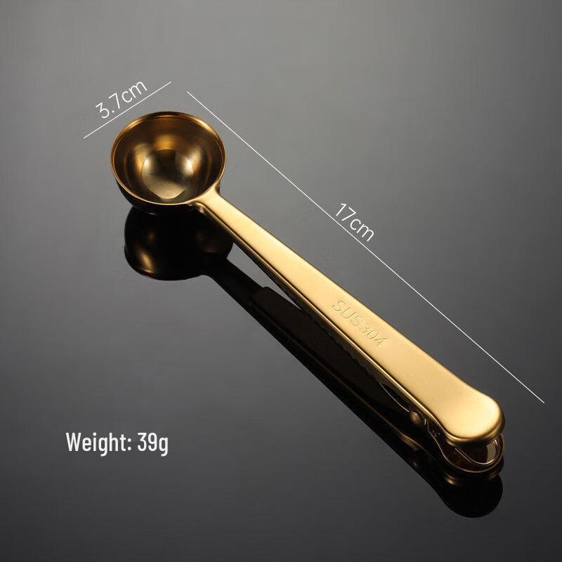 

Qianxing 304 Stainless Steel 2-in-1 Coffee Measuring Spoon & Bag Clip