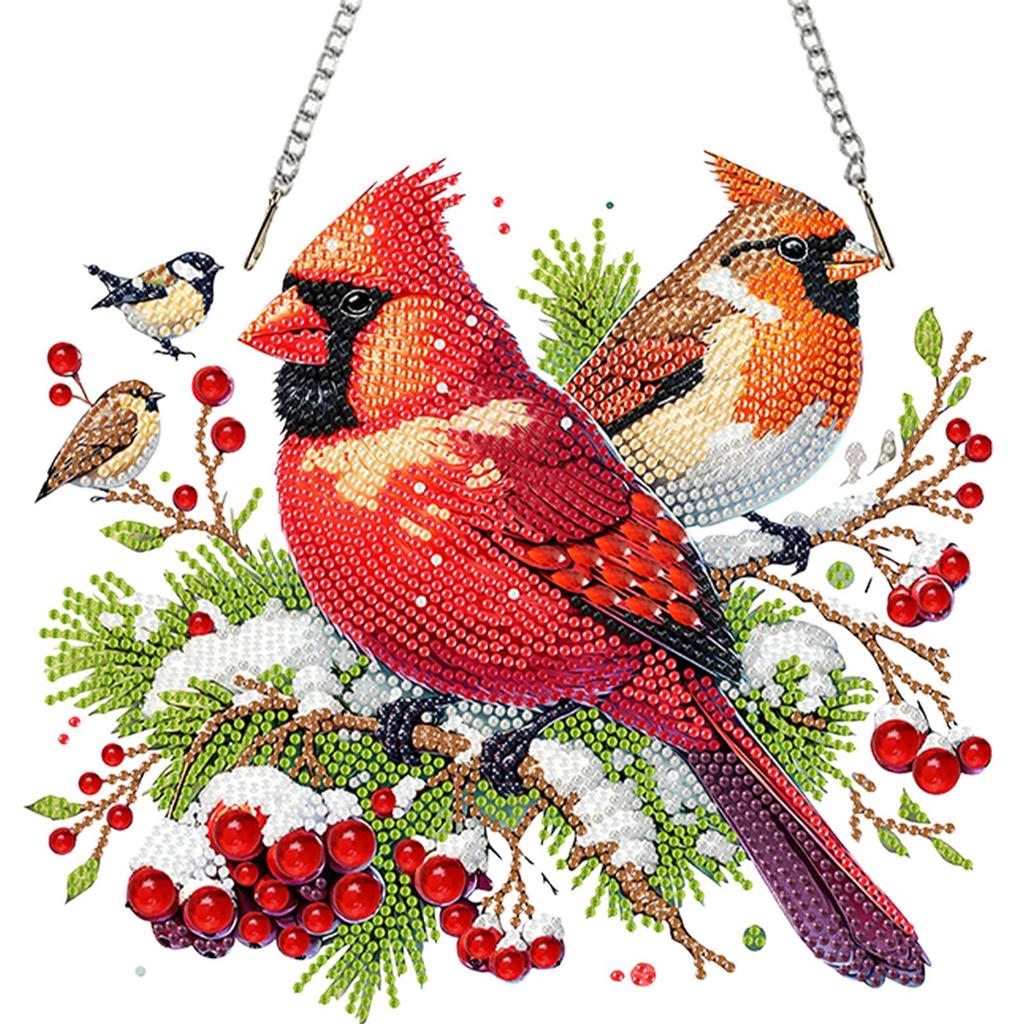 Acrylic 2D/Flat DIY Christmas Special Shape Hanging Diamond Art Kits Rhinestone Diamond Art Window Pendants Wall Door Decoration