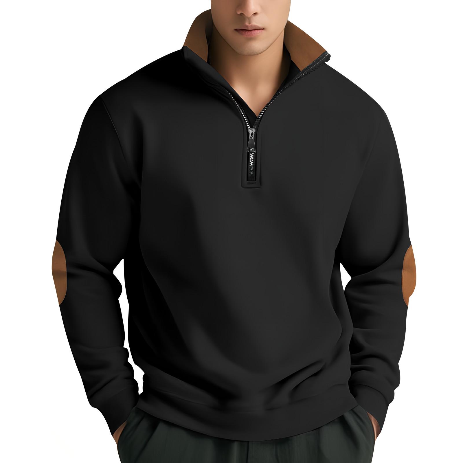 Men s Outdoor Casual Loose High Neck Half-Zip Hoodie L чёрный 1864₽
