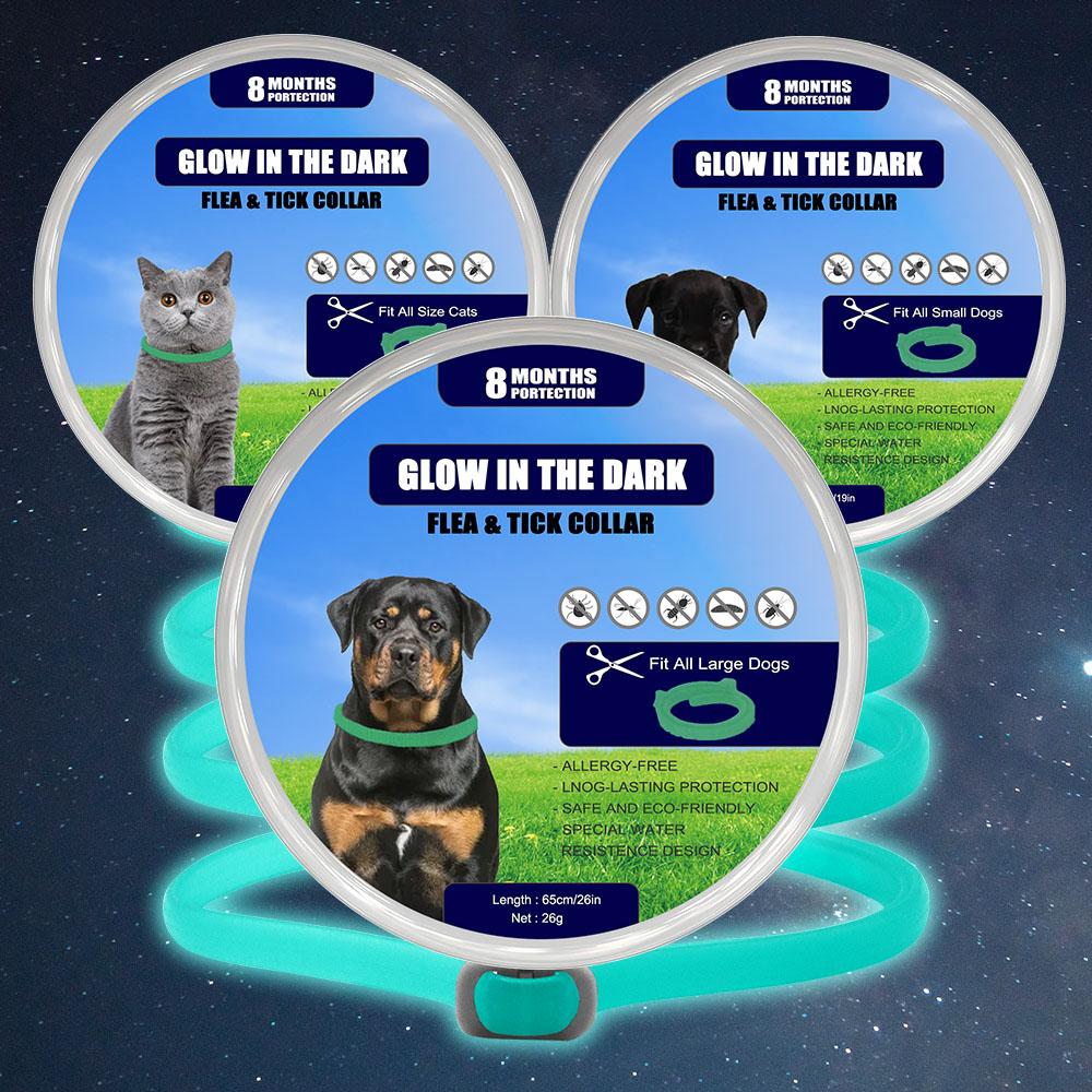 

Новый светоотражающий светящийся ошейник от блох и клещей для собак, 8-месячный ошейник от блох и клещей для домашних животных, противопаразитарный ошейник для собак и кошек 48cm Cat luminous