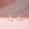 Imitation Pearl Bow Stud Earrings Women's Simple Light Luxury Niche Design Sense Korean Style Slightly Inlaid Zircon Earrings