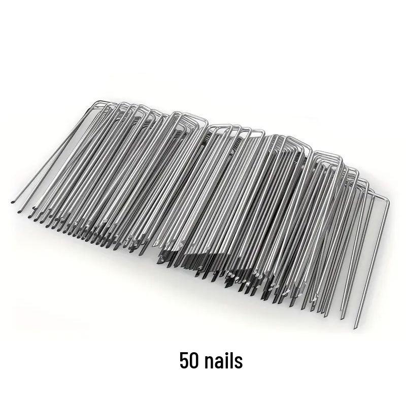Galvanized U-Shaped Ground Nail with 15cm Plastic Washer - Windproof Lawn, Tent, and Weed Barrier Fixing Nail