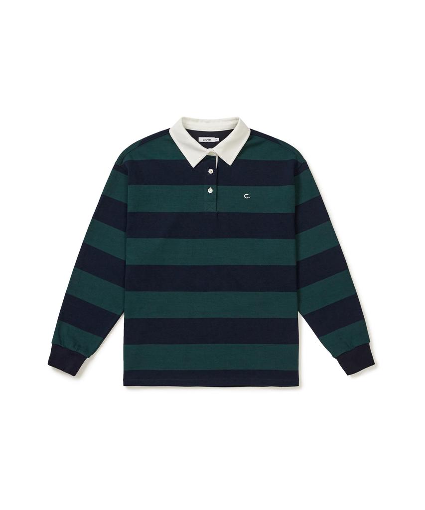 CLOVE [25Fw Clove] Striped Rugby Shirt (Green)