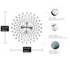 Horloge Murale Ronde en Métal Argenté Moderne de 24 Pouces pour Salon Chambre Bureau Cuisine Décoration de Maison Fonctionne à Piles Quartz Silencieux