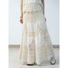 2025 New Dimanaf Holiday Skirt Women Sexy Lace Long Dress Summer Hollow Out Knitting Loose Basic Solid Style