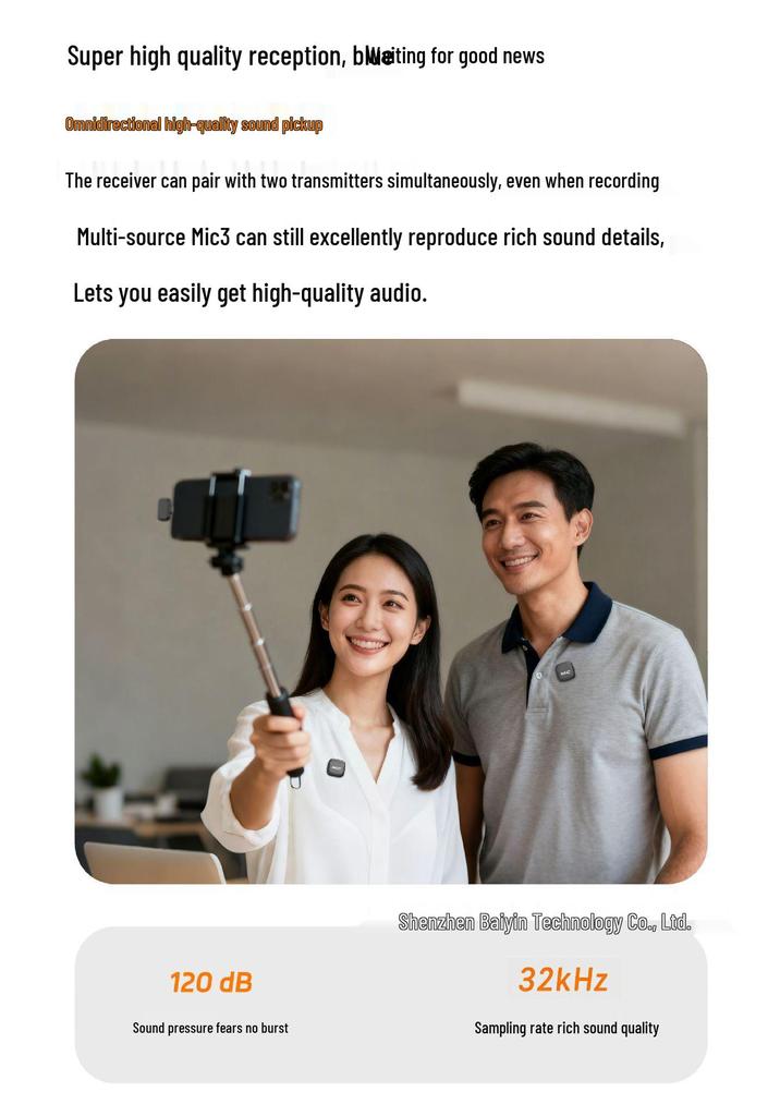 Dual Wireless Lavalier Microphone with Digital Display & AI Noise Reduction for Video Streaming & Live E-commerce