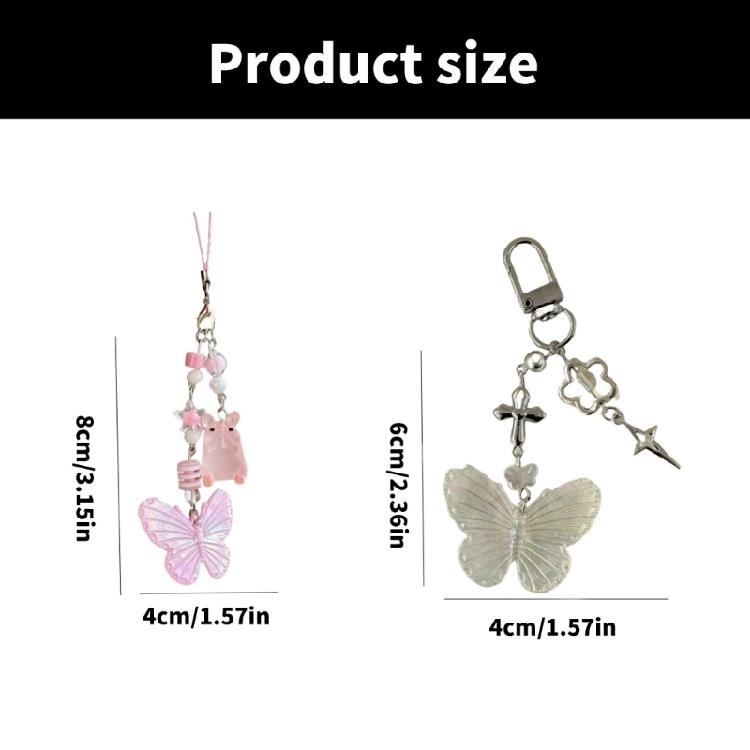 Beautiful Butterfly Phone Ornament Keychain Colorful Butterfly Pendant Phone Chain Accessory Pendant for Keys Backpacks