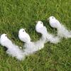 6/12Pcs Realistic White Artificial Feather Birds Fake Doves Foam Bird Figurines with Pearl Sccents