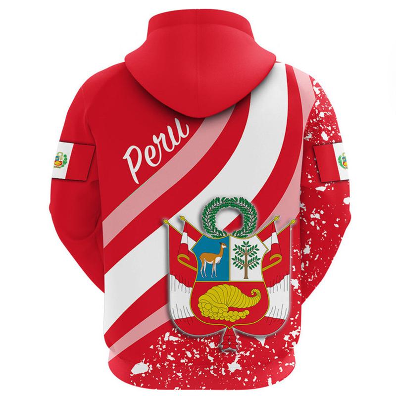 Peru National Emblem 3D Print Hoodie For Men Clothing Fashion Sports Hooded Sweatshirts Casual Streetwear Long Sleeve Pullovers
