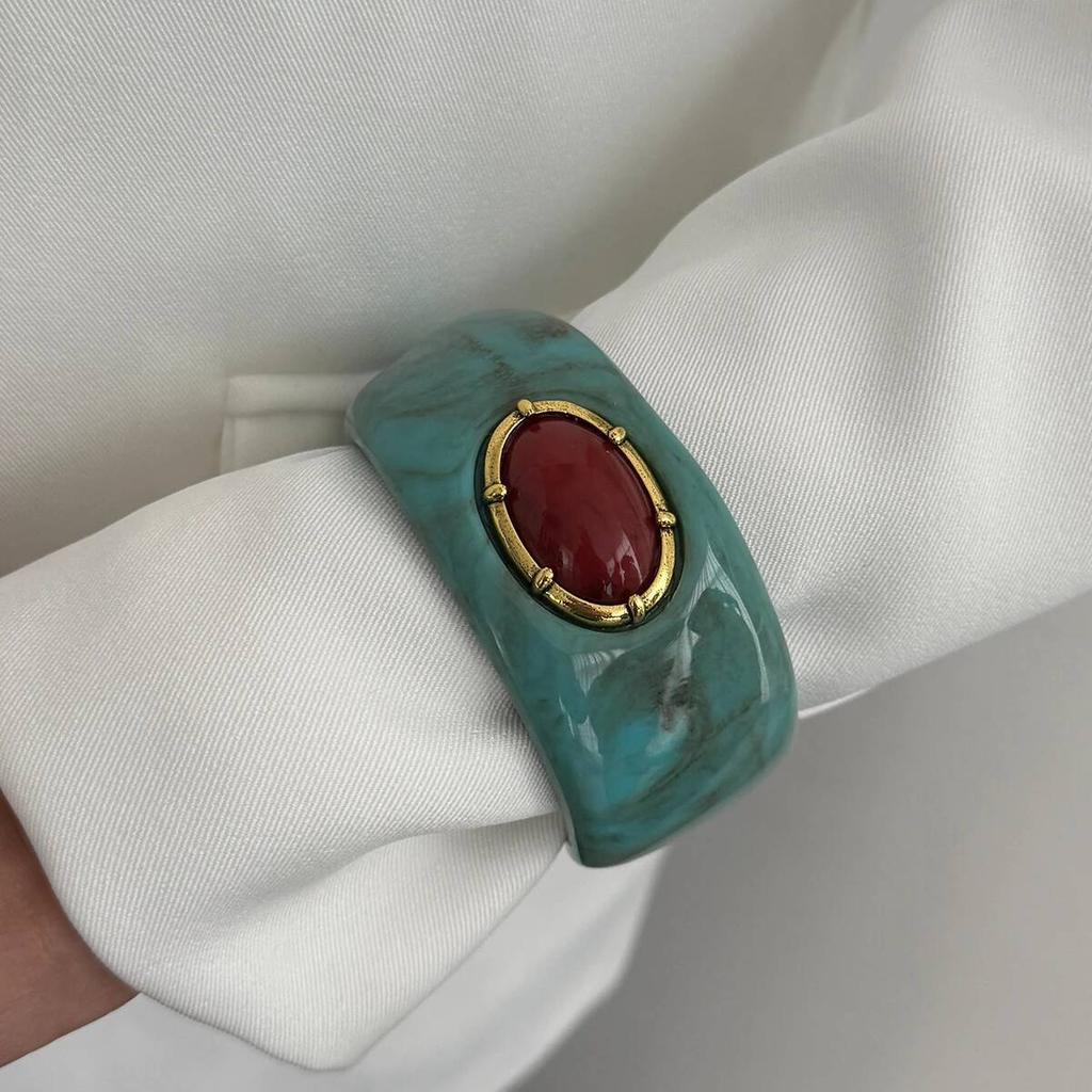 Ingemark Vintage Chunky Resin Acrylic Cuff Bangle Bracelet Women Boho Geometric Irregular Big Wide Bracelet Jewelry Accessory