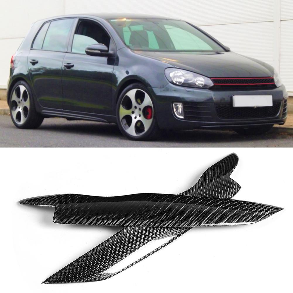 Pair Carbon Fiber Headlamp Eyebrow Sticker Decoration Trim