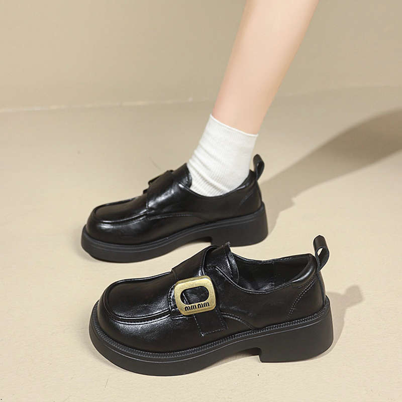 Small Leather Shoes Women's British Style New Spring and Summer Versatile Skirt Black Jk Single Shoes Commuter Soft Sole