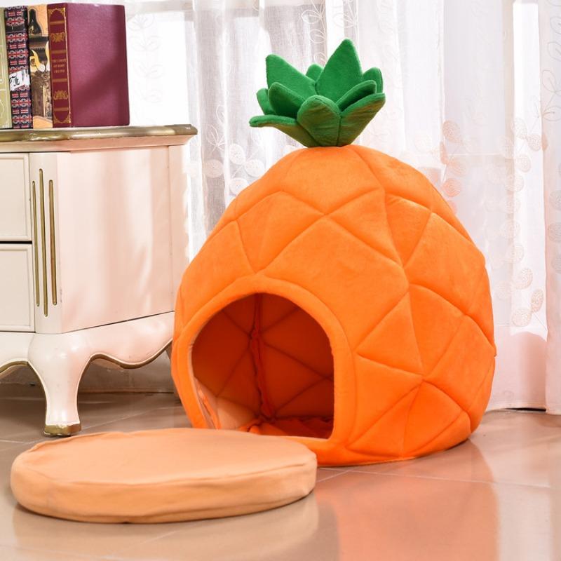 Winter Pet House Semi Enclosed Christmas Warmth Pineapple Pet Nest Dog Warmth Detachable Washable Soft Cat Nest Pet Supplies2024