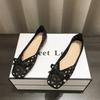 Fashion Hot Sale Women's Flat Shoes Hollow Bow Knot Womens Casual Shoes Mesh Breathable Loafers Shallow Square Toe Women Shoes Zapatos