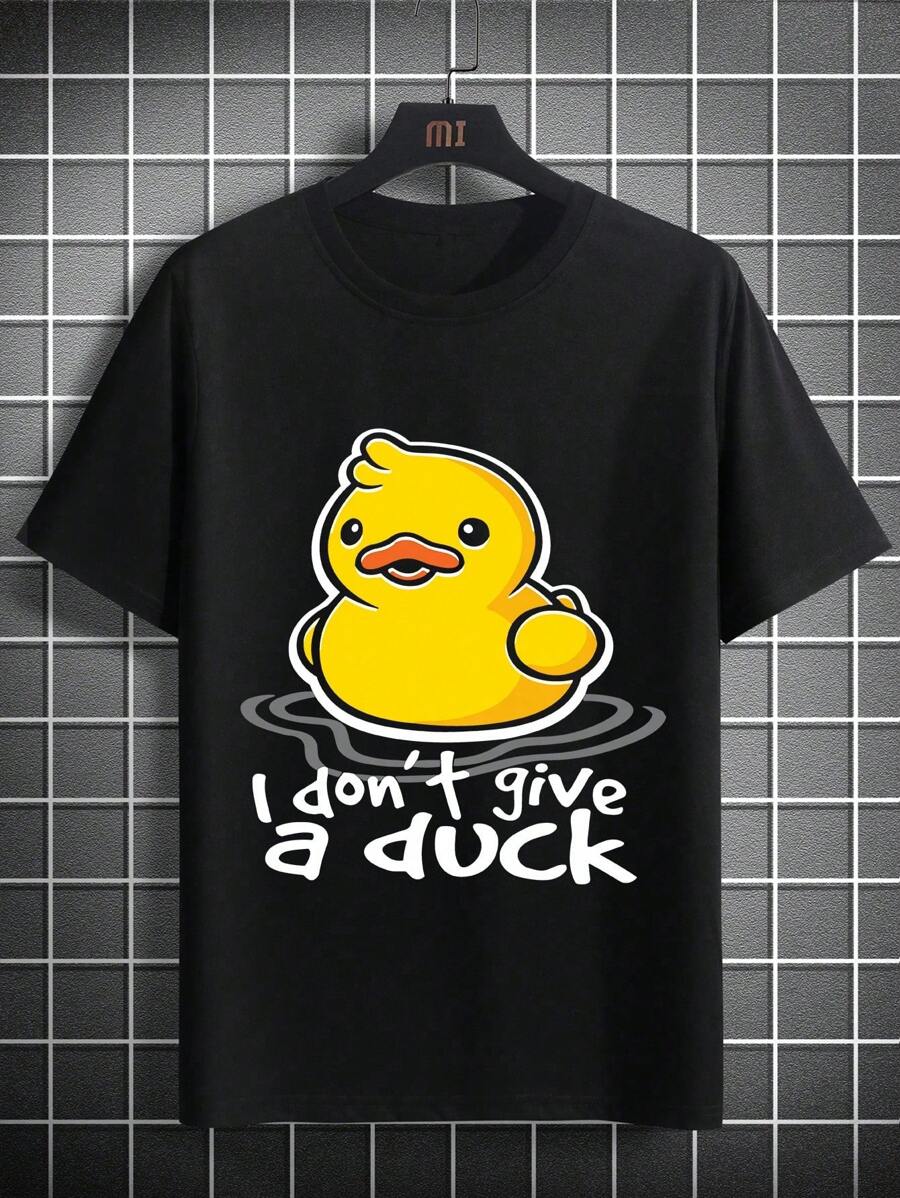 

Unisex s Summer Casual Slogan Cartoon Duck Print Crew Neck Short Sleeve T-Shirt XXXL