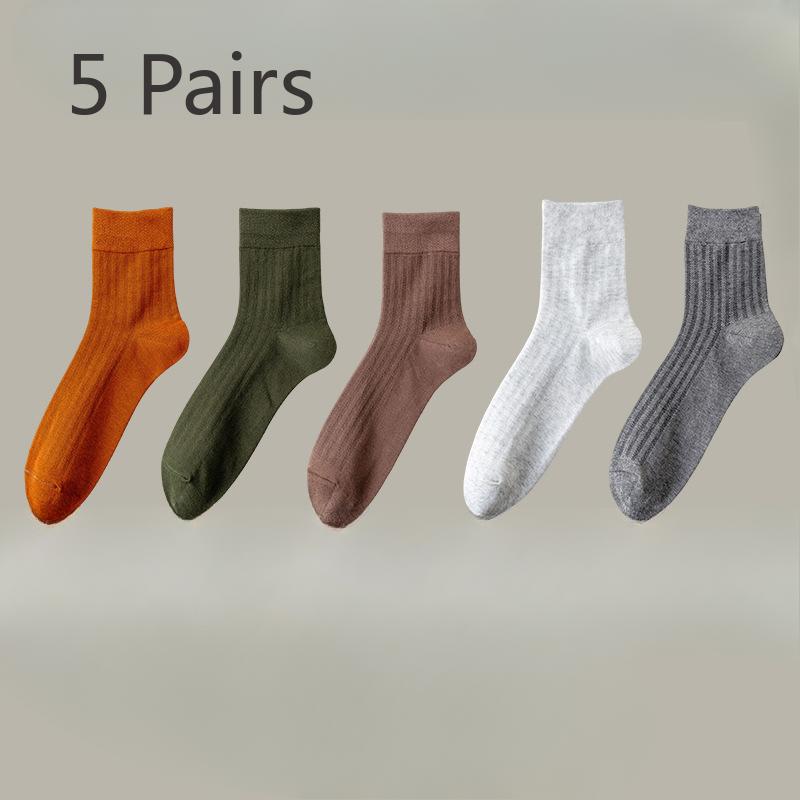

5 Pairs of Men s Spring and Summer Pure Cotton Deodorizing Sweat Absorbing Boneless Antibacterial Breathable Cotton Socks 5 Pairs