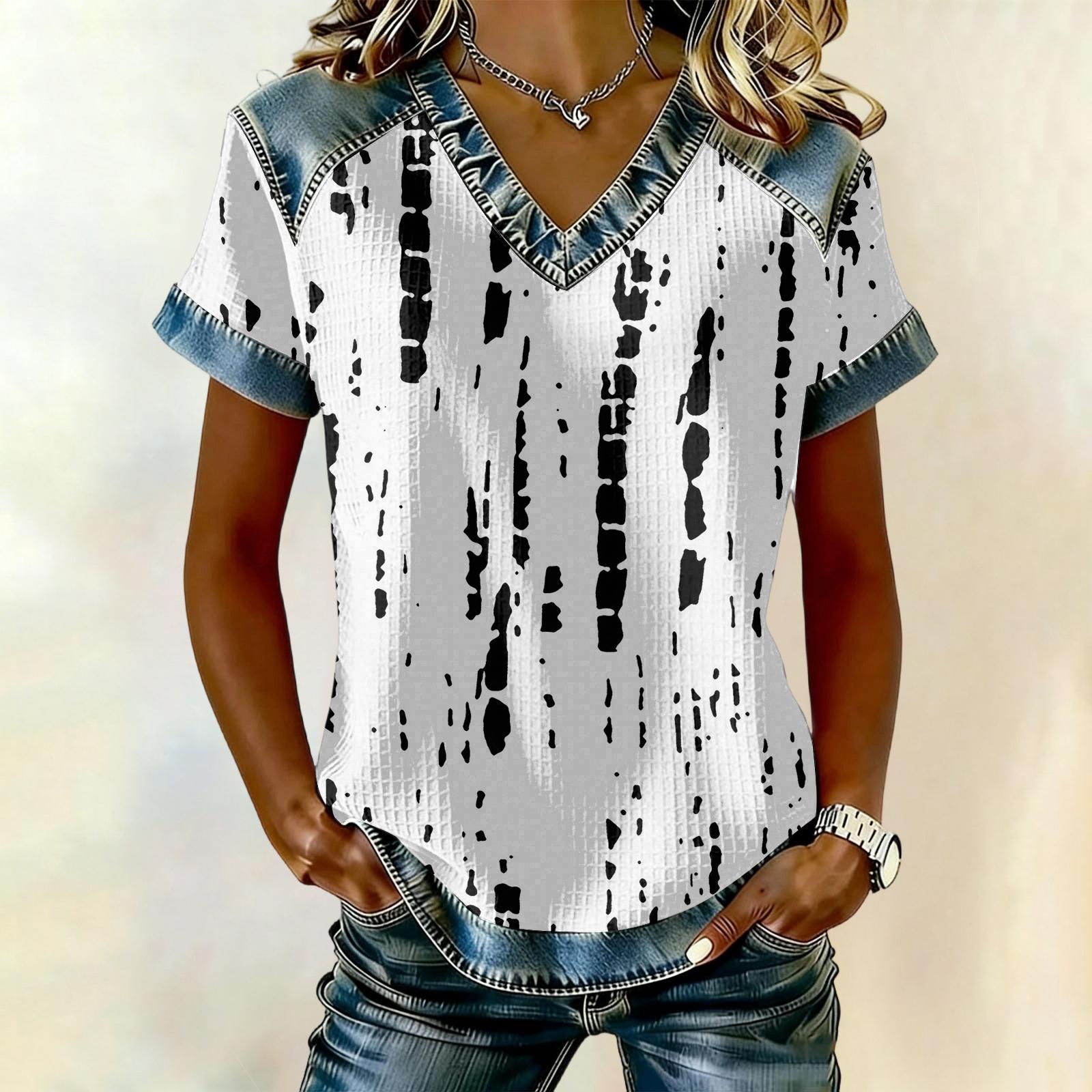 

Women s fashionable casual striped checkered printed blouse XL білий