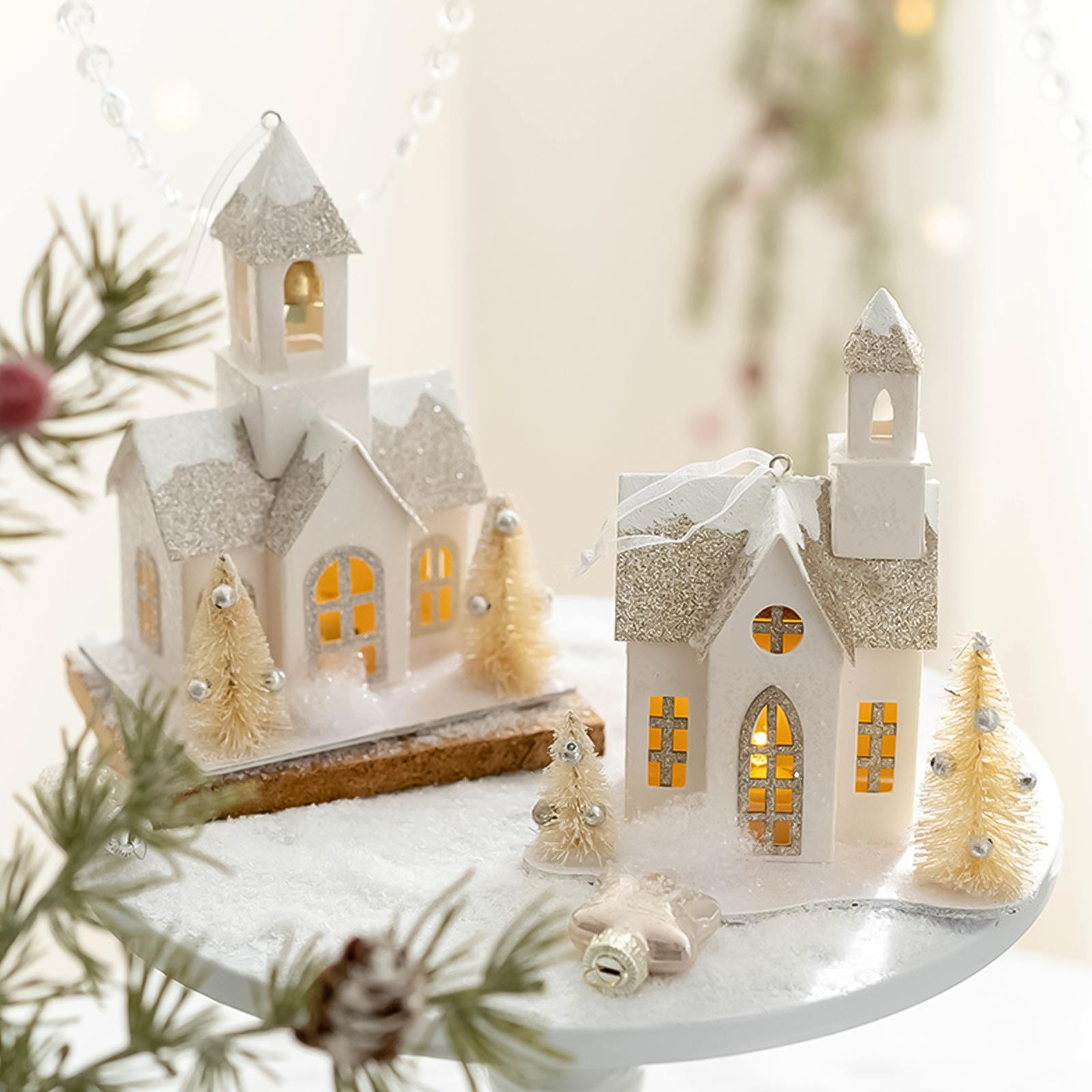 

Миниатюрный дизайн дома, светодиодные украшения для дома, рождественские настольные подставки, декор для празднования Рождества C