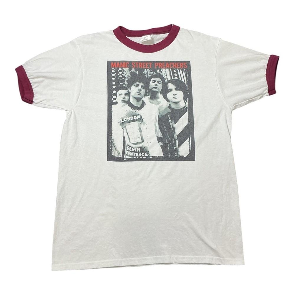 

Manic Street Preachers Ringer TShirt White Burgundy Band Graphic Tee Unisex T-Shirt XXXXL