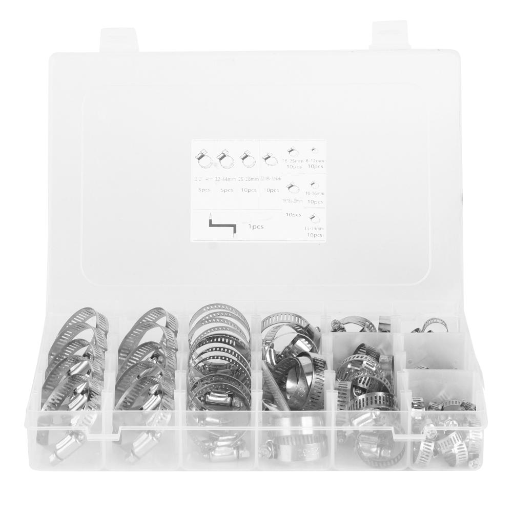 80pcs Collar Stainless Steel Hose Clamp Adjustable Pipe Tube with Wrench