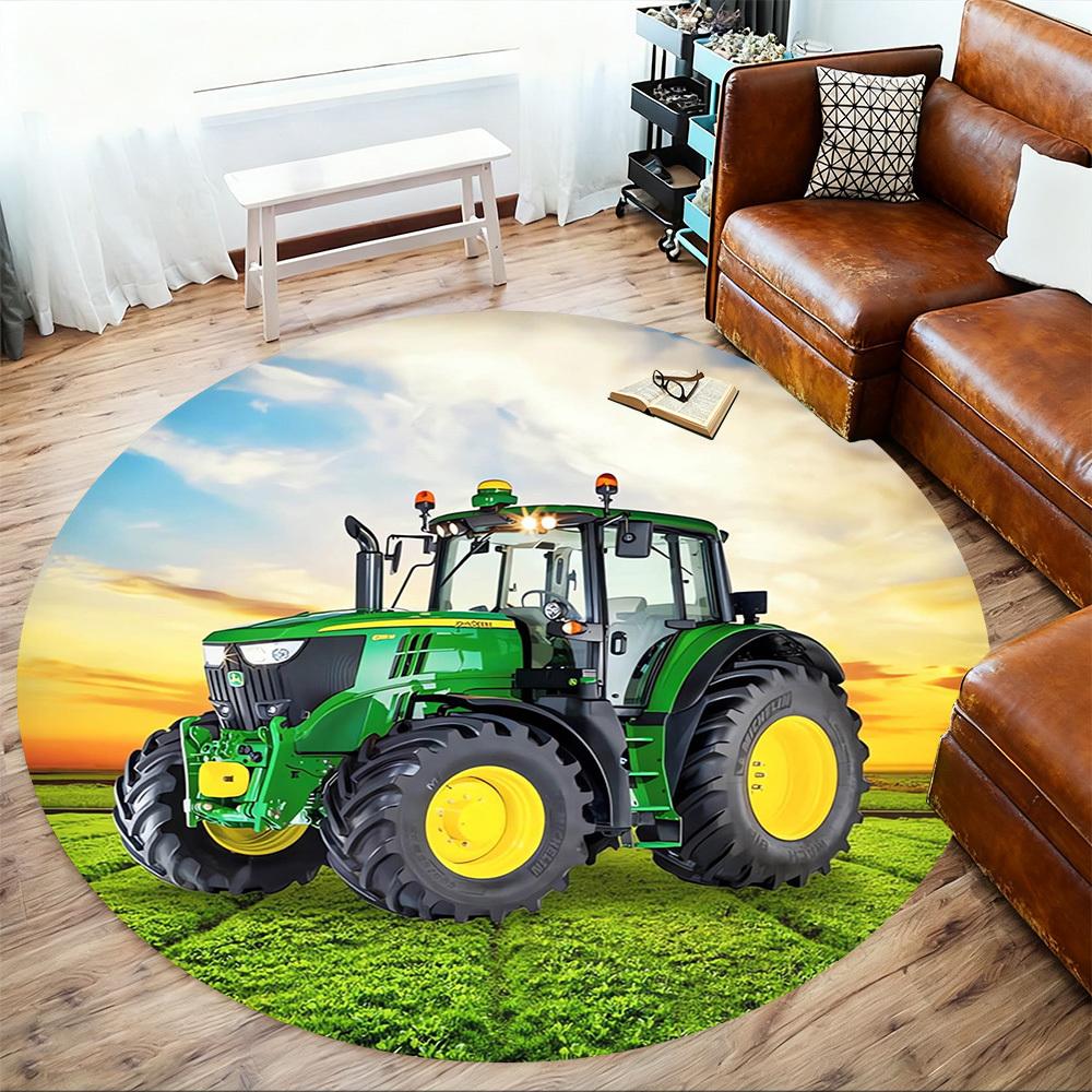 1pc Tractor Field Round Chair Mat Area Rug - Non-Slip, Floor Mat for Office, Bedroom, Home Decor Christmas Gift P0811439