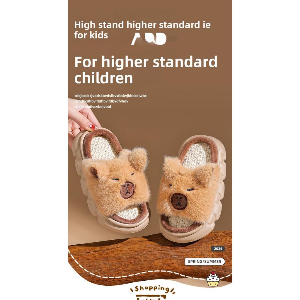 Dětské lněné pantofle jaro a podzim protiskluzové rodič-dítě dětské domácí celoroční bavlněné lněné prodyšné bavlněné pantofle