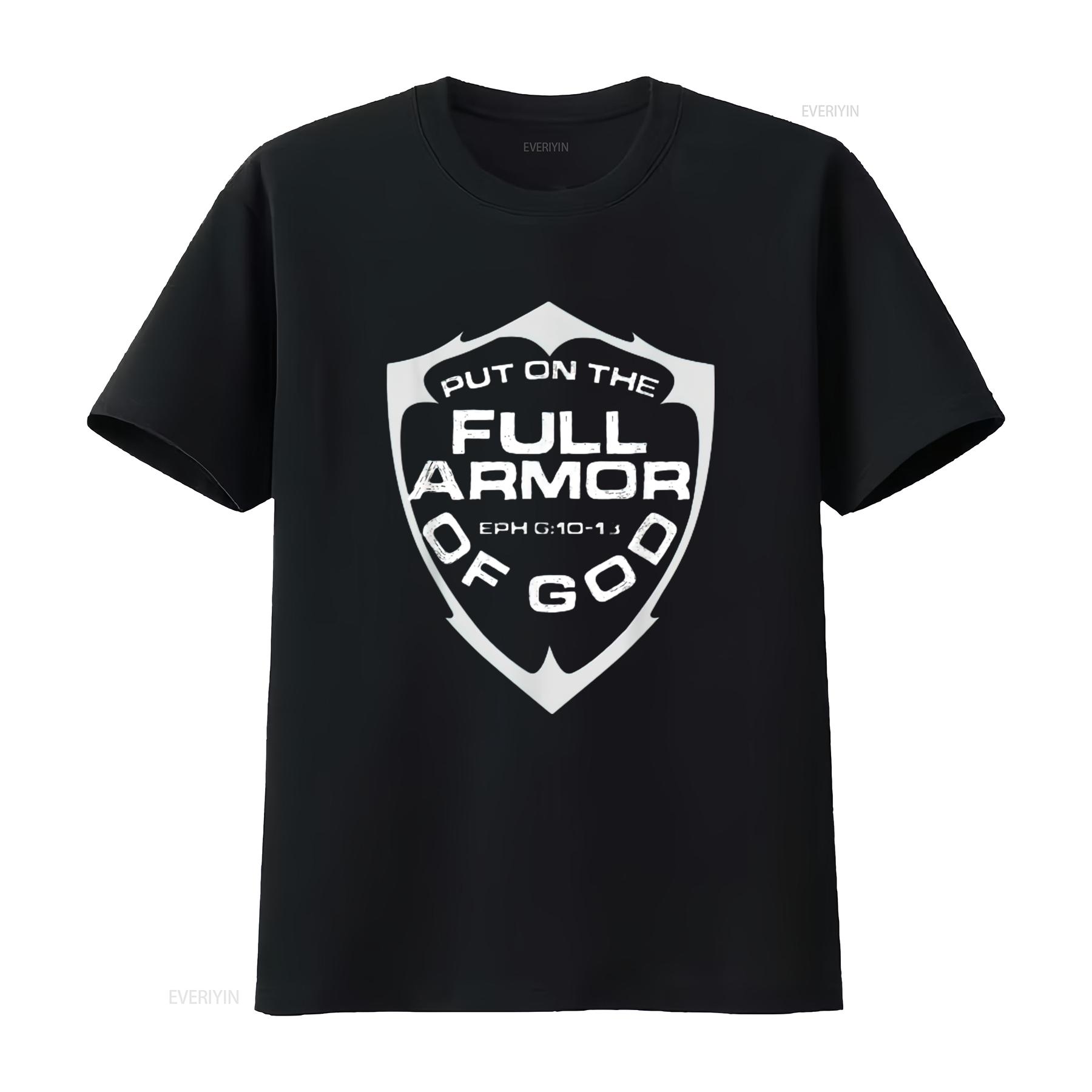 

Womens Put On The Full Armor Of God Inspirational T Shirt Black X Large vintage Washed fashion Casual streetwear Breathable 4XL