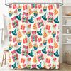 Party Animal Design Shower Curtain with Multiple Colors Cartoon Print Decorative Bathroom Hanging Accessories Set for Kids' Bath