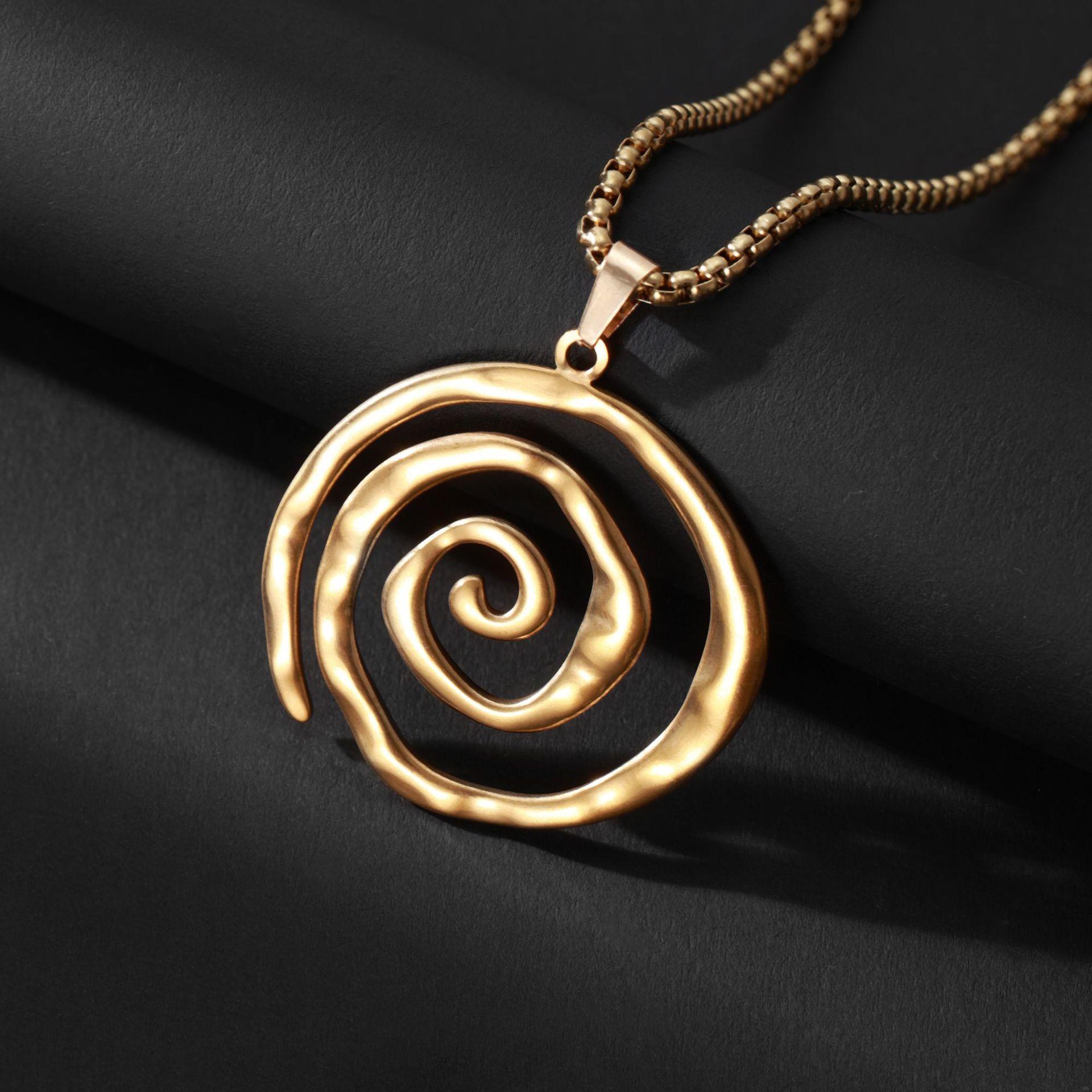 Ladies Fashion Simple Swirl Geometric Thread Circle Pendant Necklace Jewelry 60CM