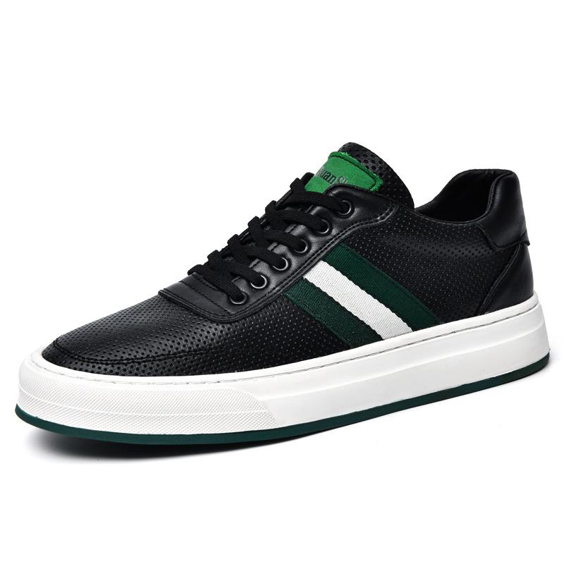 Men's Shoes Spring and Summer New Board Shoes Lace-up Flat White Shoes Cowhide Surface Retro Classic Sports and Leisure Shoes Men