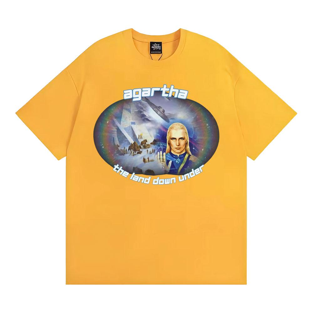 Agartha The Land Down Under Meme T Shirts Unisex WOMEN Gothic Vintage Short Sleeve Tshirt 100 Cotton Oversized T Shirt Streetwear