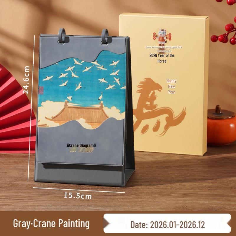 Xianci Year of the Horse 2026 Leather Desk Calendar – Creative Business Diary and Desktop Ornament