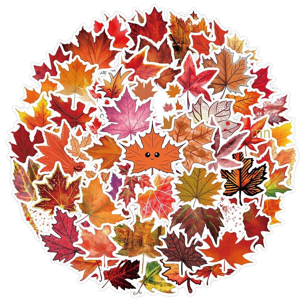 Maple Leaf Cartoon Stickers - 60 Sheets, Waterproof for Journals, Water Bottles, Laptops