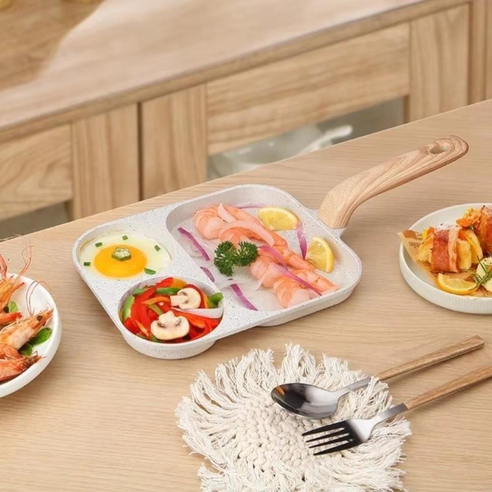 Multi-Section Breakfast Frying Pan 3 In1 Cookware Steak Pot Egg Frying Pan  Breakfast Preparation