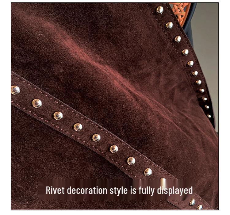 Retro Rivet Soft Surface Large Women's Tote Handbag