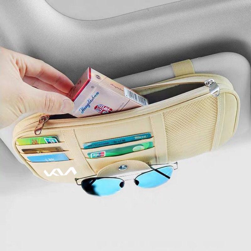 Car Sun Visor Storage Bag Card Holder Organizer Sunglasses Clip For KIA KN K3 K5 Sportage Rio Sorento Picanto Ceed Accessories FO8