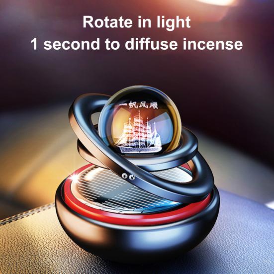 Air Freshener Solar Powered Even Diffusion Long-Lasting Double Ring Car Aromatherapy Air Freshener for Vehicles