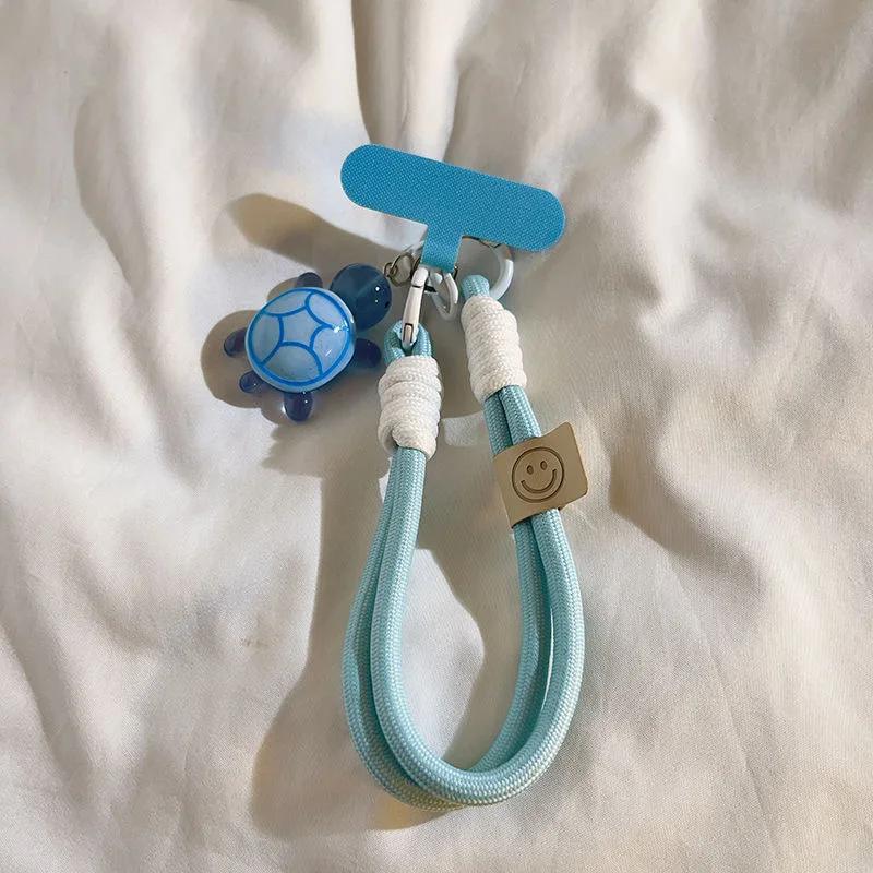 

Universal Braided Mobile Phone Lanyard Strap Cartoon Turtle Hanging Chain Ring Cord with Patch Wrist Strap Cell Phone Detachable