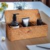 Chic Woven Storage Box with Lid - Organize Makeup & Desk, Stylish Home Decor!