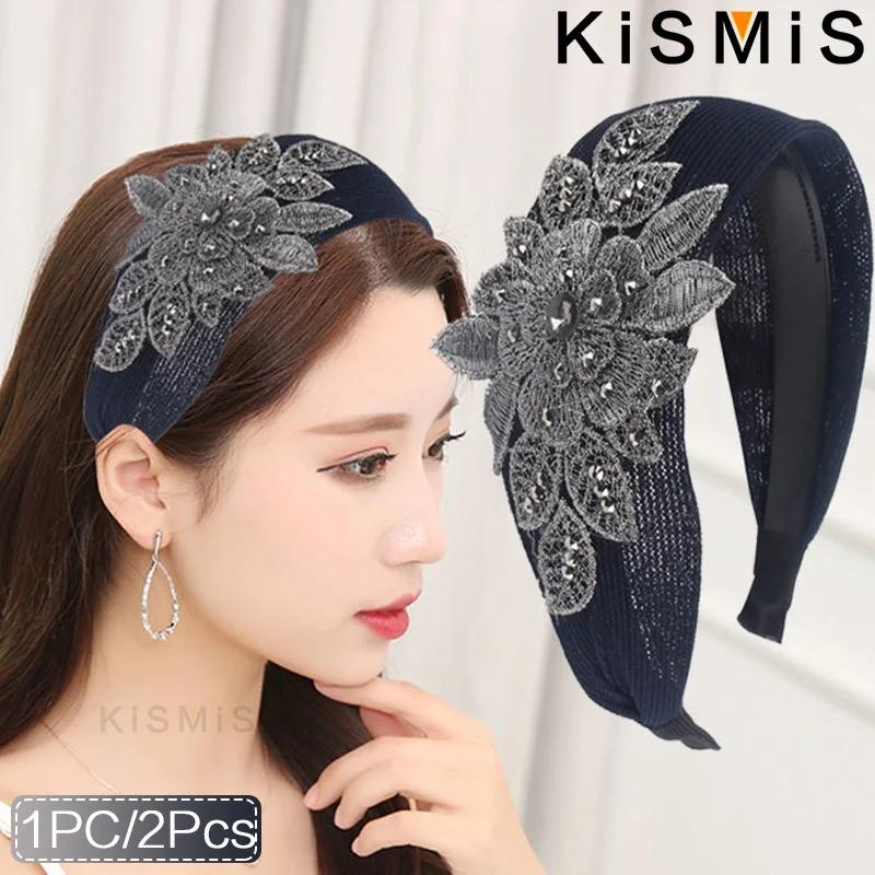Fashion Big Flower Cotton Print Broad Brim Hair Hoop Breathable Simple Anti-skidding Headband 5 Color Options