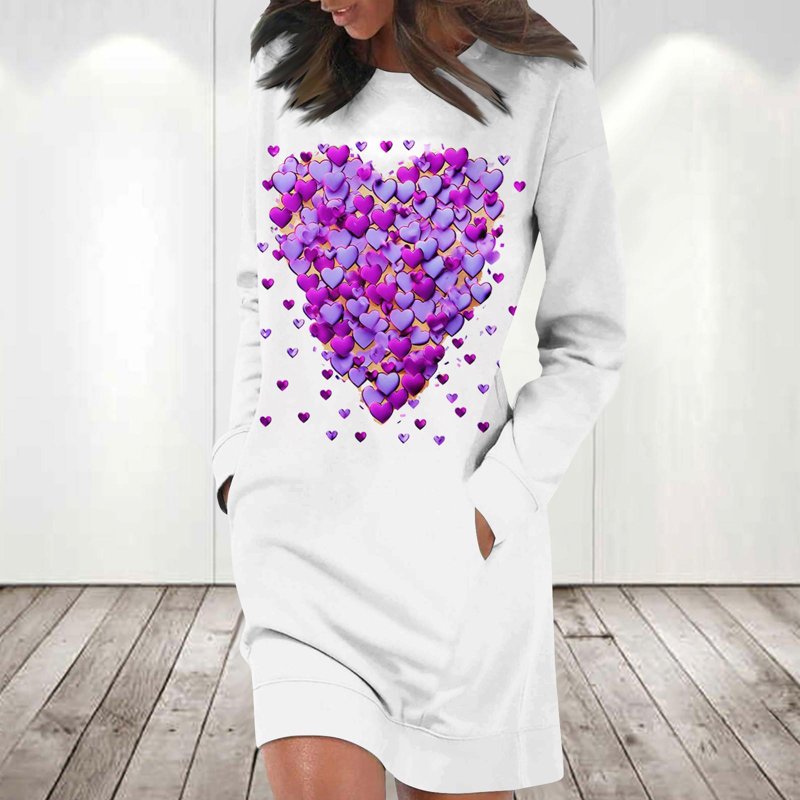 

Платье с длинным рукавом для женщин, повседневный пуловер с принтом, платье-свитер, осень XL белый