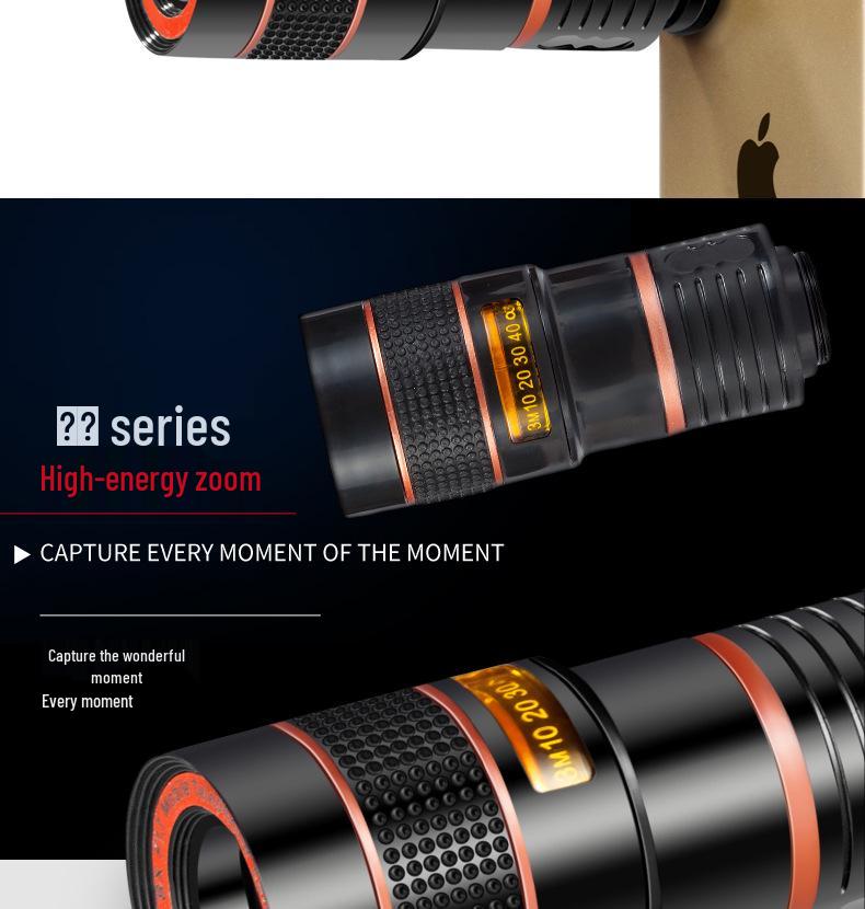 8x Zoom Universal Telephoto Lens for Mobile Phone Photography and Video Recording