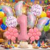 Pink Butterflies Number Balloons Foil Material Flower Happy Birthday Balloons 1-9 Foil Balloons Birthday Party Supplies