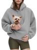 New European & American Autumn/Winter Hooded Plush Pet Bib Loose Pullover Sweatshirt for Women