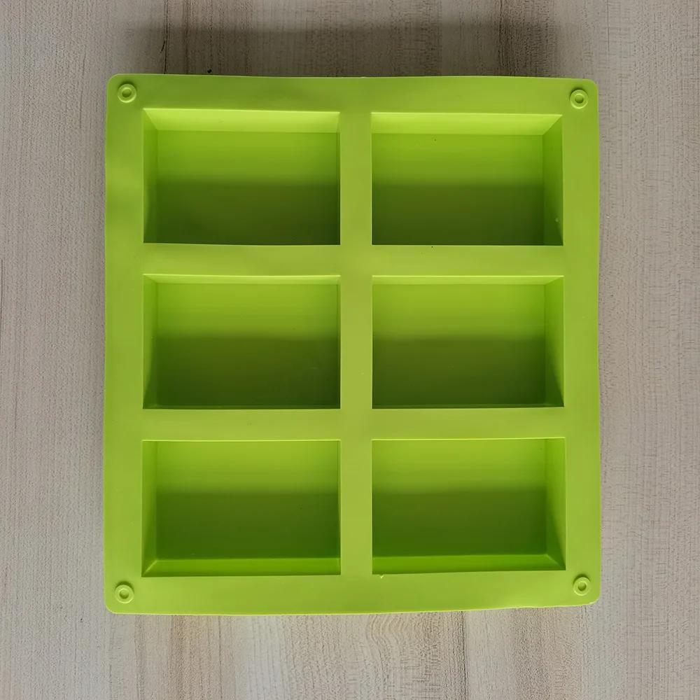 

6 Ячеек Форма для Мыла Ручной Работы из Силикона 6 Типов Цветочный Узор Плоское Дно Эфирное Масло Туалетное Мыло DIY Выпечка Торт Квадратная Форма Формы зелёный