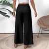 Women's Fashion Solid Color Drawstring High Waist Elastic Waist Pocket Wide Leg Casual Pants