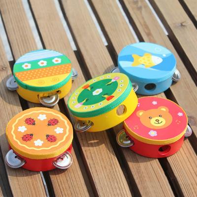 10 cm Holz Tamburin Trommel Glocke Lehrmittel Farbe Zufällig Musikinstrument Percussion Leicht für Kinder Weihnachtsgeschenke