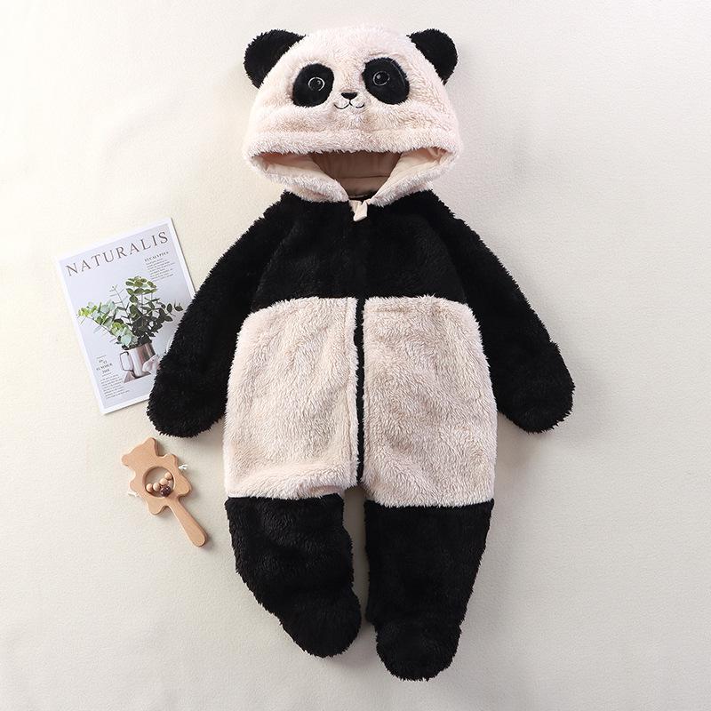 

Autumn Winter Baby Jumpsuit: Cute Cartoon Panda, Rabbit & Bear Plush Coverall 59cm (0-3 months)